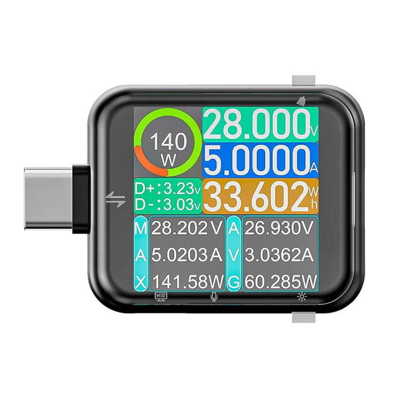 Logic Analyzer Usb - T3 USB-C テスター デジタル電圧電流テスター パワーメーター 音楽スペクトラムアナライザー