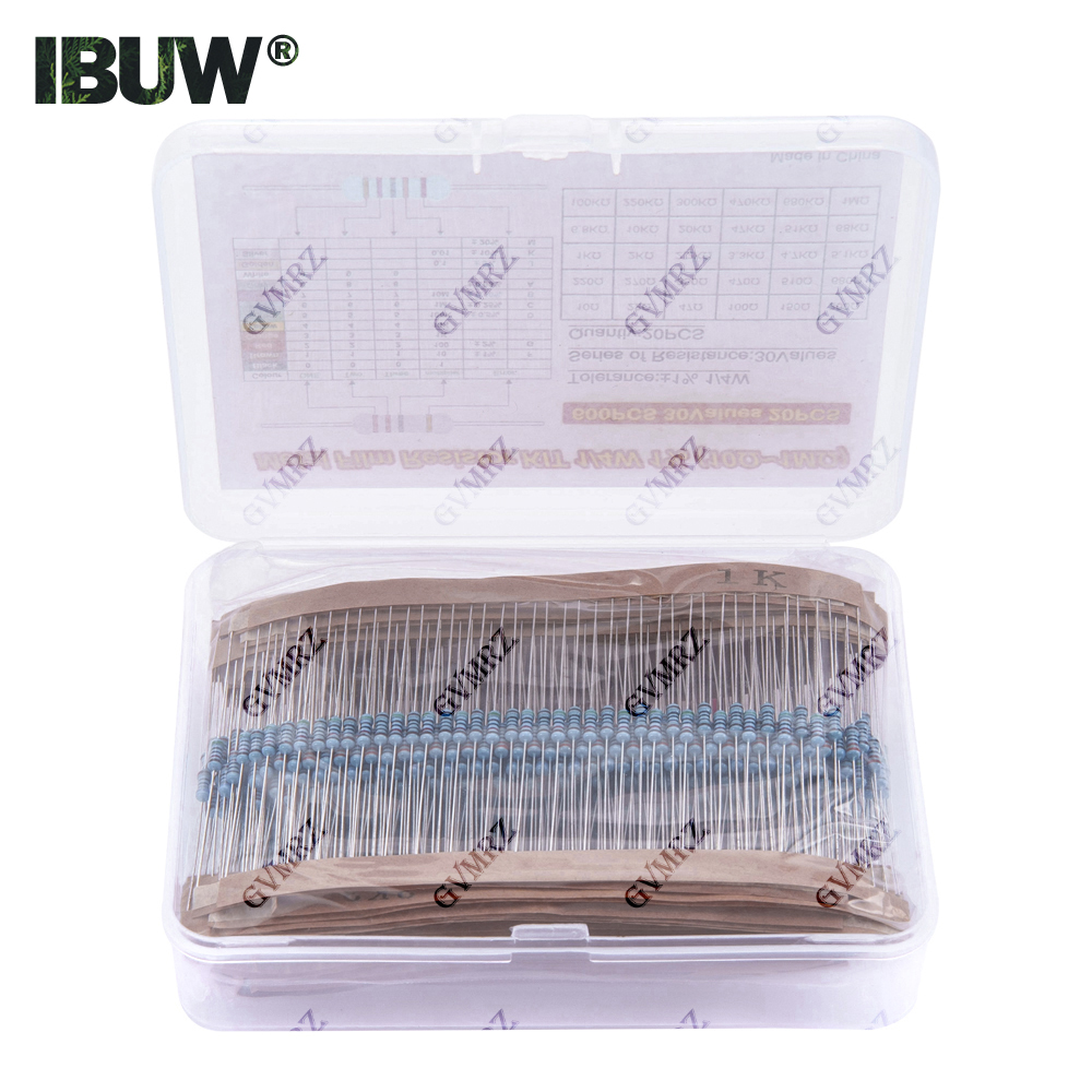 Resistor Kit 1 4W - 600個 30種類 1/4W 金属皮膜抵抗器詰め合わせキット - 各20個、電子工作、修理、プロジェクト用に箱入り
