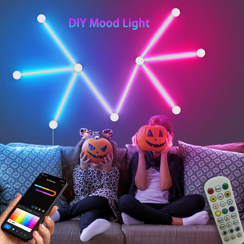 Diy Lamp Electronics - スマートRGBウォールランプ、Bluetoothアプリ接続LEDライトバー（音楽パーティー用）、DIYテレビバックライト、寝室ゲーム用雰囲気装飾