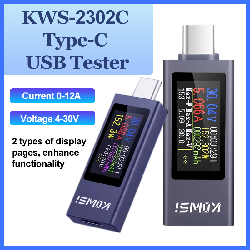 Logic Analyzer Usb - KWS-2302C Type-C USB テスター多機能デジタルディスプレイ電圧電流パワーメーター電話充電テスター DC 4-30V
