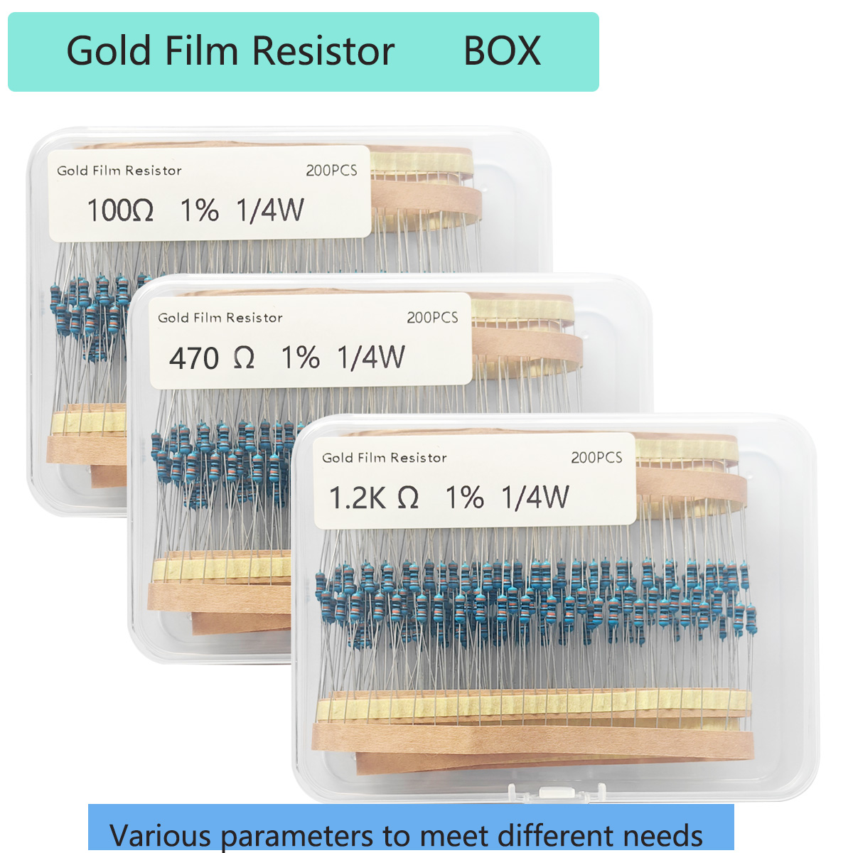Resistor Kit 1 4W - 200個 1/4W 1%精度金属皮膜抵抗器キット、DIY回路基板はんだ付け用の各種抵抗器ボックス ESP32 Arduino電子機器用