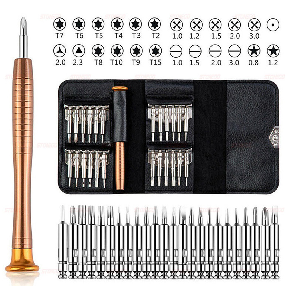 Diy Electronics Components Kit - 25 in 1精密ドライバーセット多機能トルクスドライバービット修理ツールキット、携帯電話、タブレットPC、ラップトップ、時計、眼鏡、電子機器、カメラ、ゲーム機、DIY修理用ハードウェアハンドツール