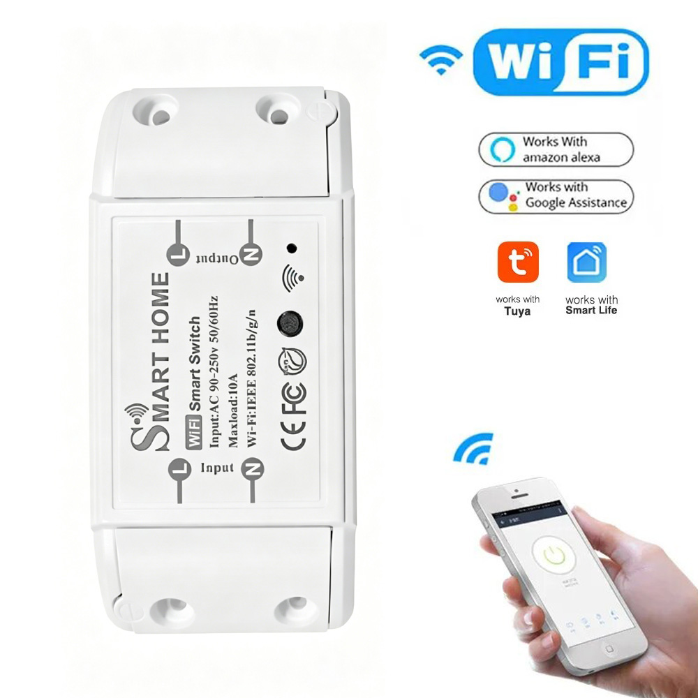 Diy Electronic Modules - WiFiスイッチDIYミニスマートホームスイッチリレーモジュール、Tuyaスマートライフアプリ対応、ワイヤレス音声リモコン、タイマースイッチ、AI搭載