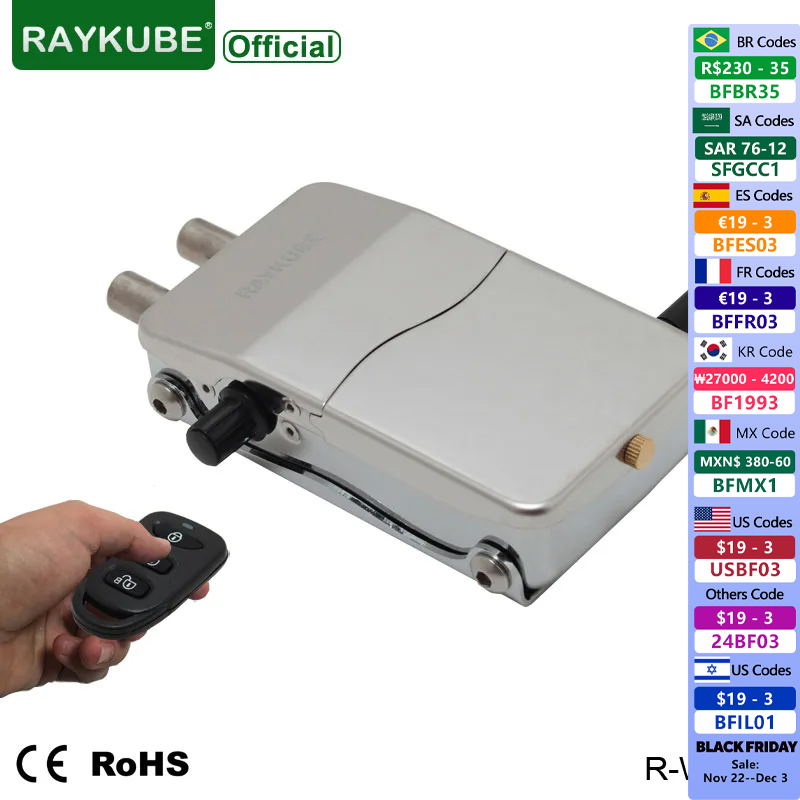 R/Diy Electronics - Raykube-家庭用電子ドアロック,キーレス,ワイヤレスリモコン,インテリジェントロック,目に見えない,diyキットR-W39