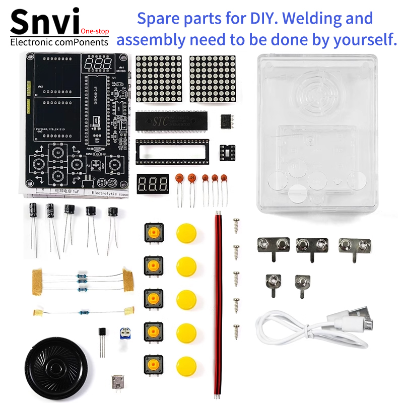 Diy Electronics Learning Kit - Snvi DIY ピクセルゲームコンソールキット 51 MCU テトリスパズル電子はんだ付け練習学習キット