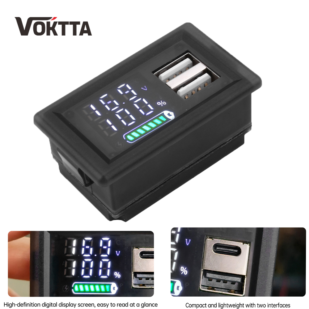 Logic Analyzer Usb - USB+Type-C/デュアルUSB 9V 12V 24V バッテリー充電レベルインジケーター リチウムバッテリー容量メーターテスター