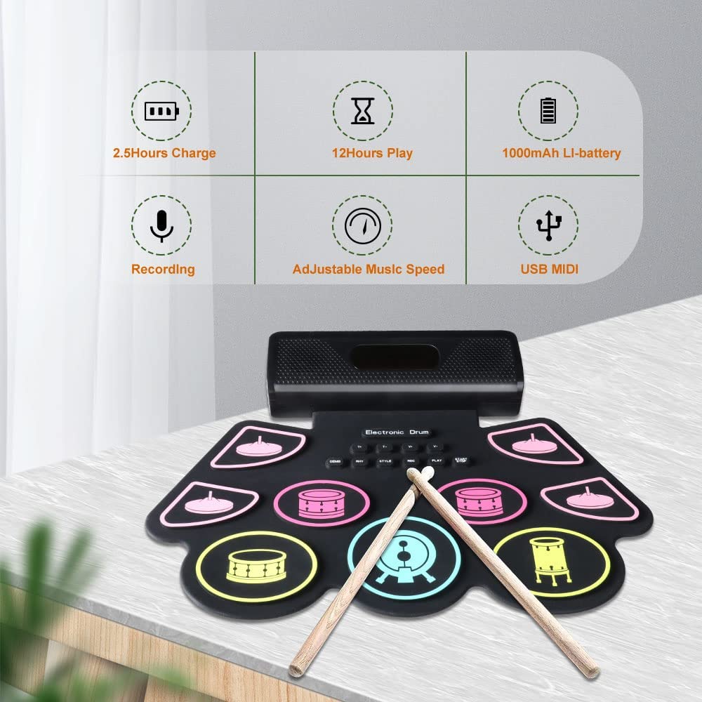 デジタルドラムセット,ポータブル,シリコン,9つの厚いパッド - Diy Electronics Projects For Adults のレビューと価格