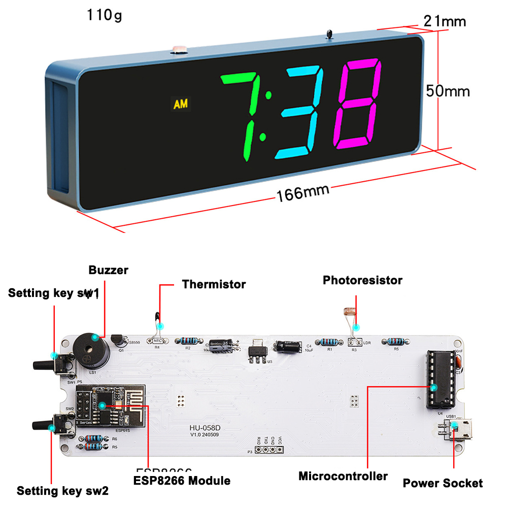 カラフルなwifiインテリジェント電子時計キット、DIY溶接 - Diy Electronics Components Kit のレビューと価格