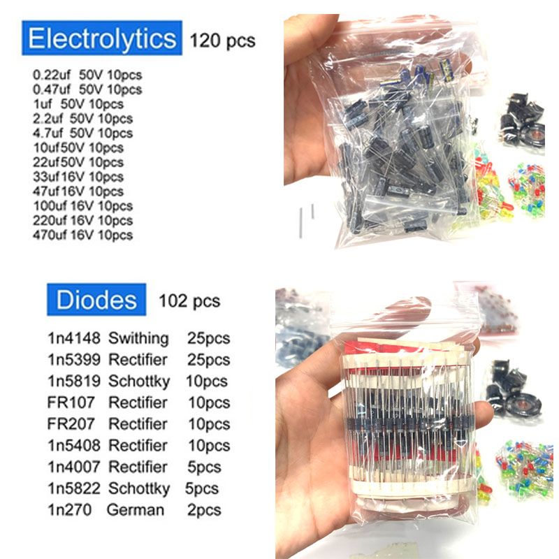 1900個のコンポーネントボックスキット、電解コンデンサ、L - Resistor Kit 1 4W のレビューと価格