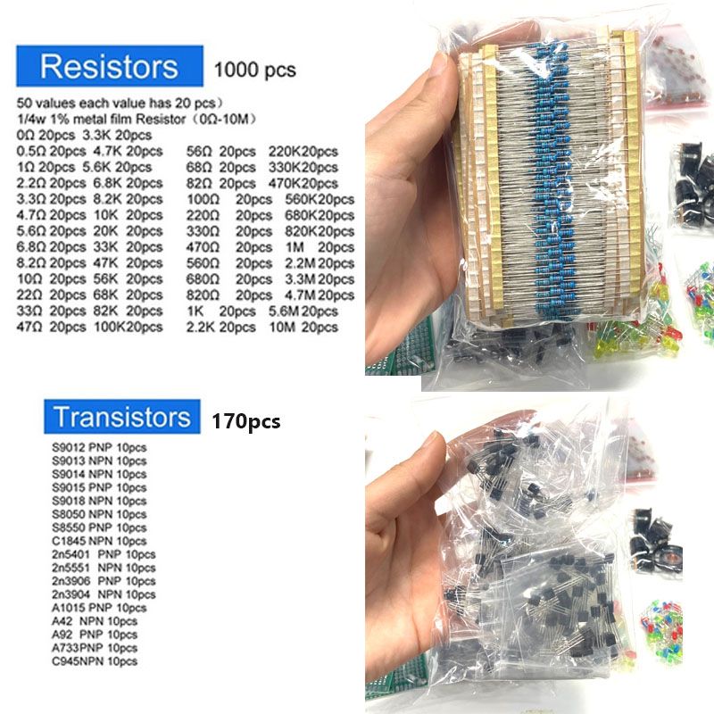1900個のコンポーネントボックスキット、電解コンデンサ、L - Resistor Kit 1 4W のレビューと価格