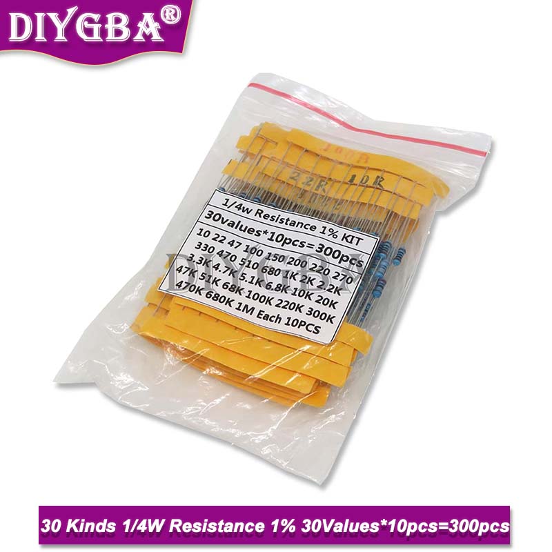 抵抗1% 金属皮膜抵抗パック、各種キット30種類、1k、10 - Resistor Kit 1 4W のレビューと価格