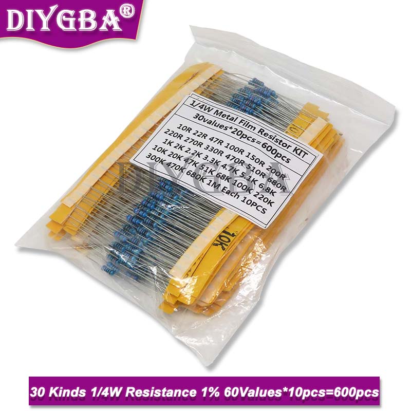 抵抗1% 金属皮膜抵抗パック、各種キット30種類、1k、10 - Resistor Kit 1 4W のレビューと価格
