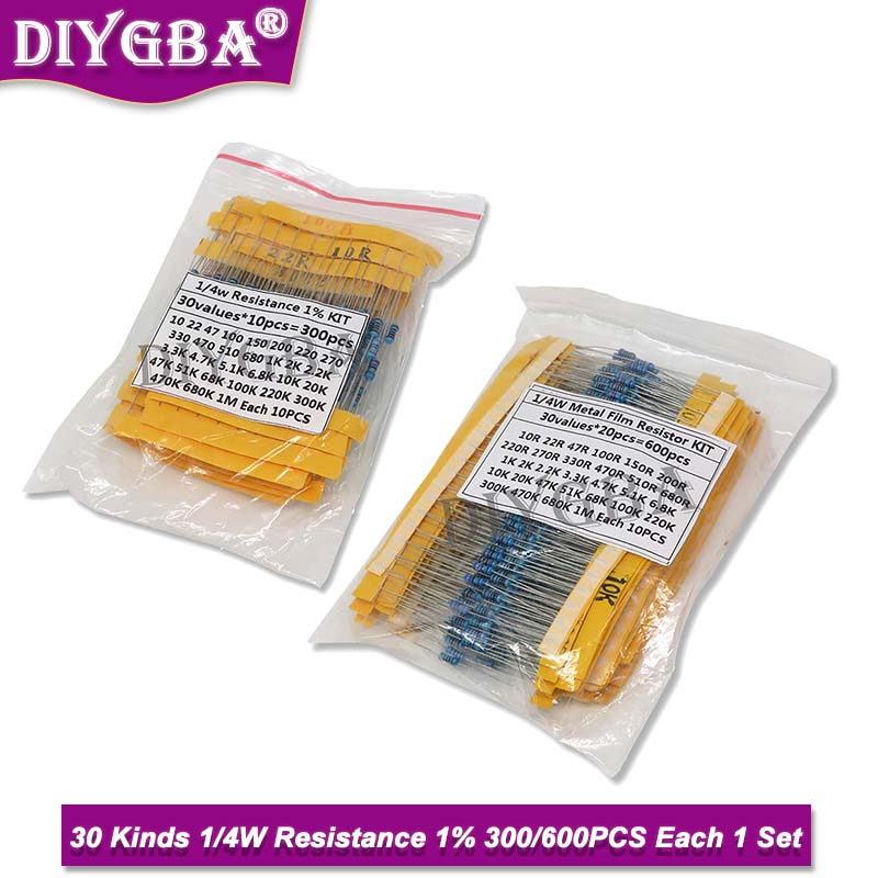 抵抗1% 金属皮膜抵抗パック、各種キット30種類、1k、10 - Resistor Kit 1 4W のレビューと価格