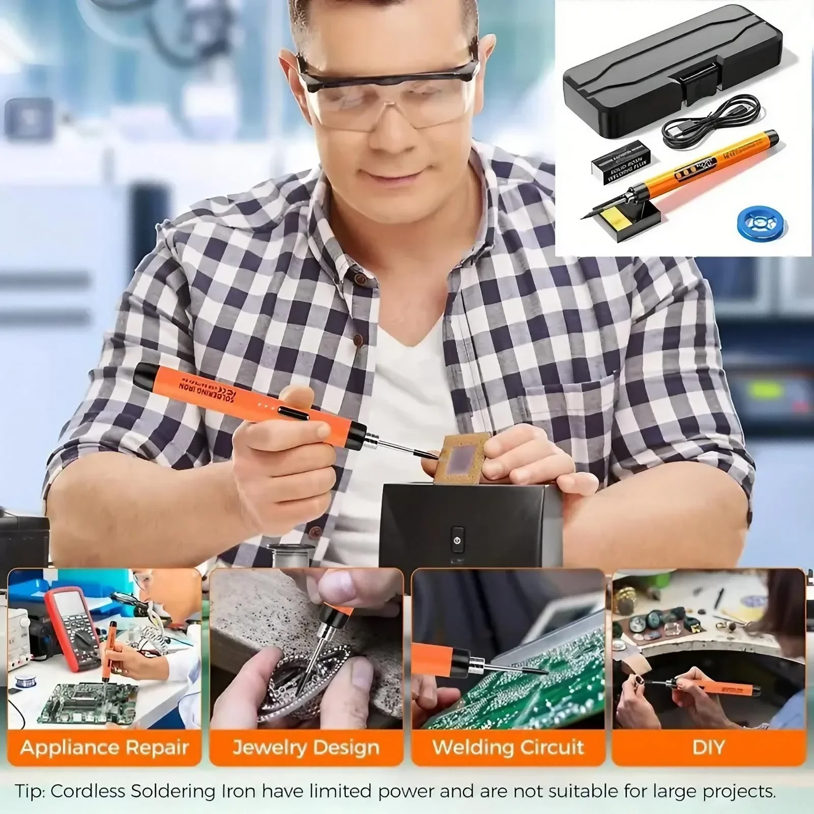 USB充電式ミニはんだごて 温度調節可能 600Wはんだ付け - Diy Electronics Bench のレビューと価格