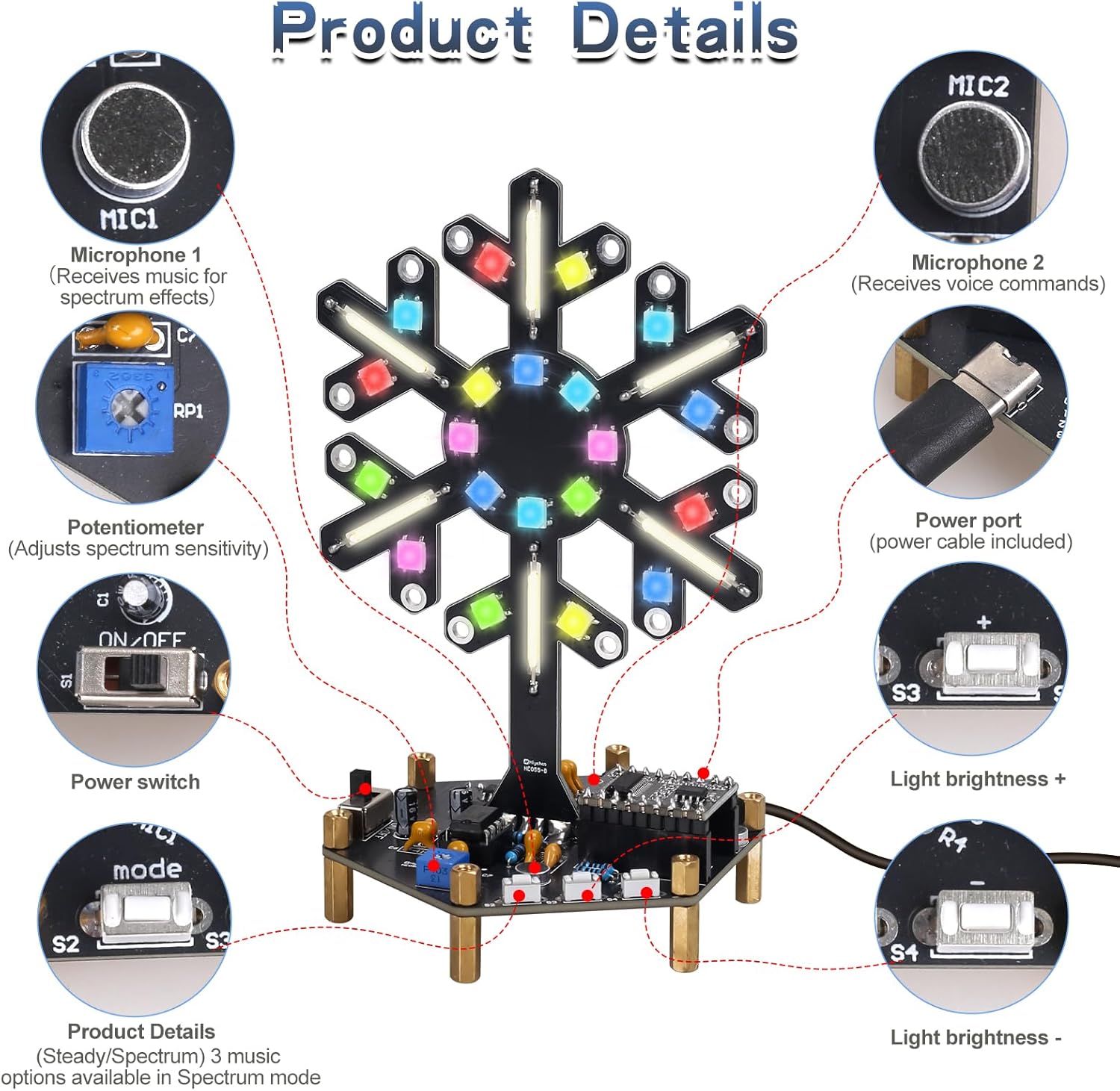 音声制御スペクトラムライトはんだ付け練習キット DIY LE - Diy Electronics Learning Kit のレビューと価格