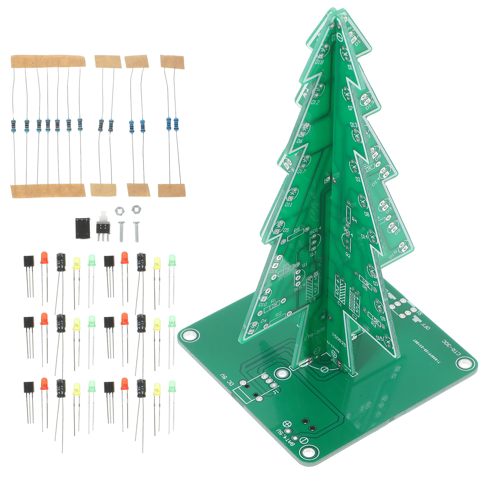 LEDクリスマスツリーキット 3DフラッシングDIY電子回路 - Diy Electronics Projects For Adults のレビューと価格