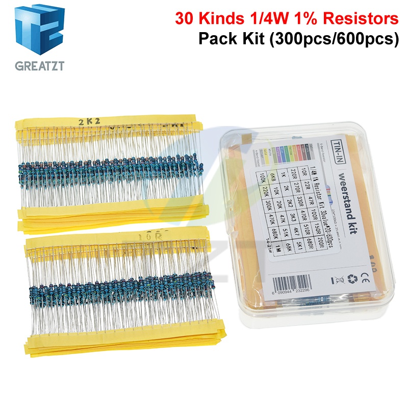 Greatzt-各種抵抗器パッケージ,30,1 w,4w,1 - Resistor Kit 1 4W のレビューと価格